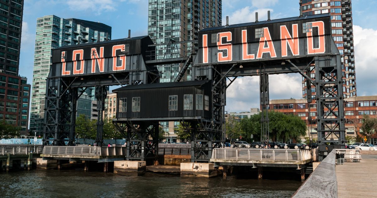 A stock photo shows Long Island City, New York, Gantry view from the East River on July 26, 2014.