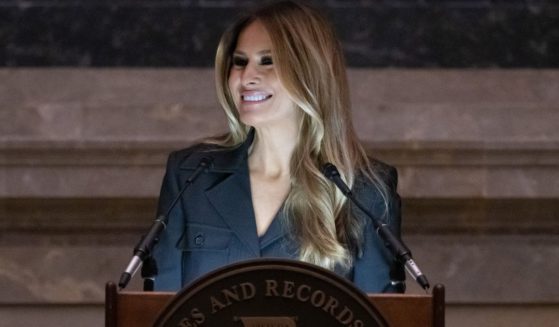 Former first lady Melania Trump speaks during a Naturalization Ceremony at the National Archives building in Washington, D.C., on Dec. 15, 2023.
