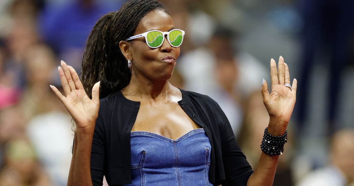 Former first lady Michelle Obama reacts during a ceremony at the U.S. Open during the Women/Men's Singles First Round matches on Day One of the 2023 U.S. Open in New York City on Aug. 28, 2023.