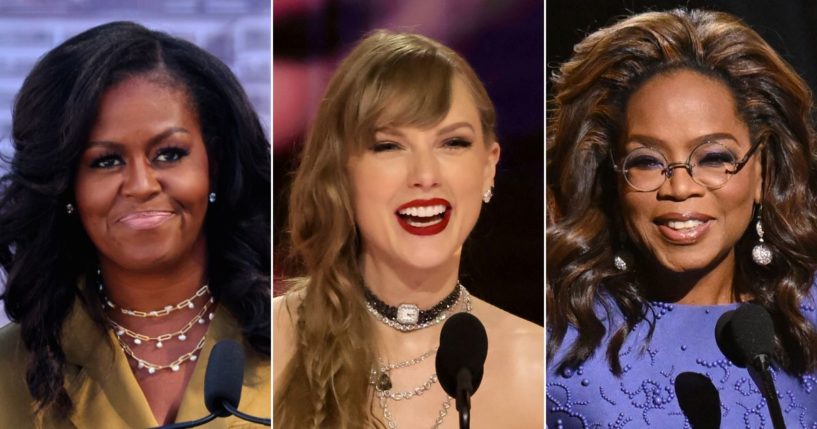 From left, Michelle Obama, Taylor Swift and Oprah Winfrey were mentioned as possibly being involved in a potential “blitz primary” in which the Democrats would replace President Joe Biden as their nominee.