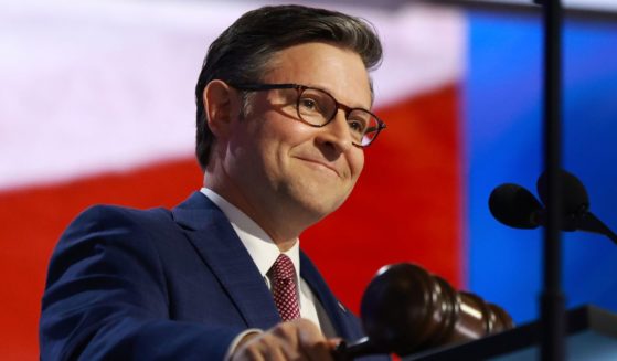 Speaker of the House Mike Johnson speaks on the first day of the Republican National Convention in Milwaukee, Wisconsin, on Monday.