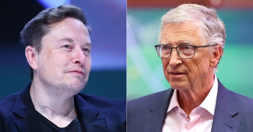 Tesla CEO Elon Musk, left, warned Bill Gates, right, and others who are shorting Tesla stock that they are going to be "obliterated."