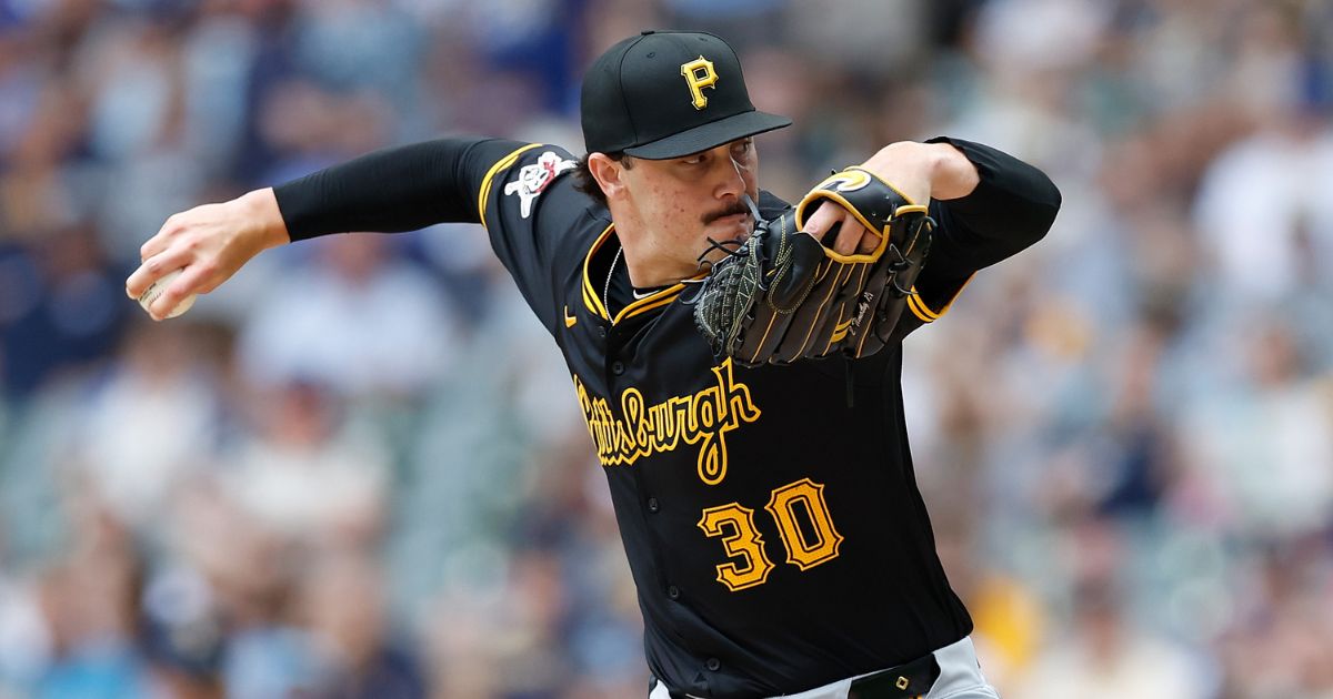Paul Skenes of the Pittsburgh Pirates throws a pitch during the game against the Milwaukee Brewers at American Family Field in Milwaukee, Wisconsin.