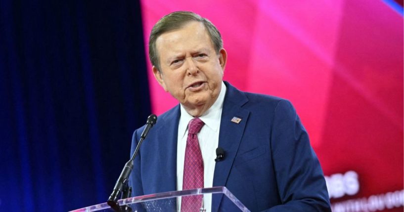 US commentator and author Lou Dobbs speaks during the annual Conservative Political Action Conference (CPAC) meeting.