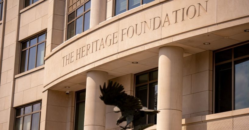 The Heritage Foundation building is pictured on Tuesday in Washington, D.C.