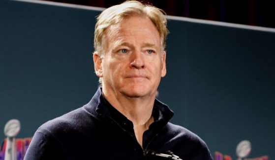 NFL Commissioner Roger Goodell addresses the media during the Super Bowl Winning Team Head Coach and MVP Press Conference in Las Vegas, Nevada, on Feb. 12.