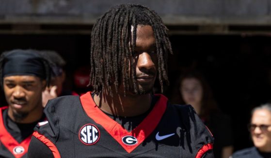 Smael Mondon Jr. of the Georgia Bulldogs is seen prior to the team's spring game at Sanford Stadium in Athens on April 13.