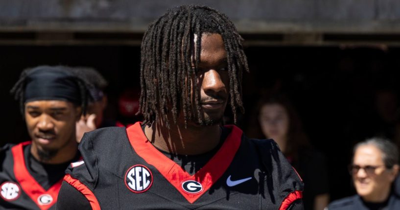 Smael Mondon Jr. of the Georgia Bulldogs is seen prior to the team's spring game at Sanford Stadium in Athens on April 13.