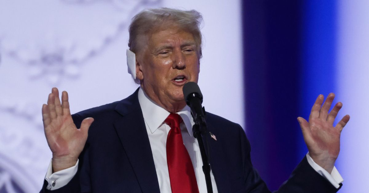 Former President Donald Trump speaks after officially accepting the Republican presidential nomination on stage on the fourth day of the Republican National Convention at the Fiserv Forum in Milwaukee on Thursday.