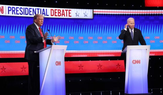Republican presidential candidate and former President Donald Trump, left, and President Joe Biden participate in the CNN presidential debate at the network's studios in Atlanta on Thursday.