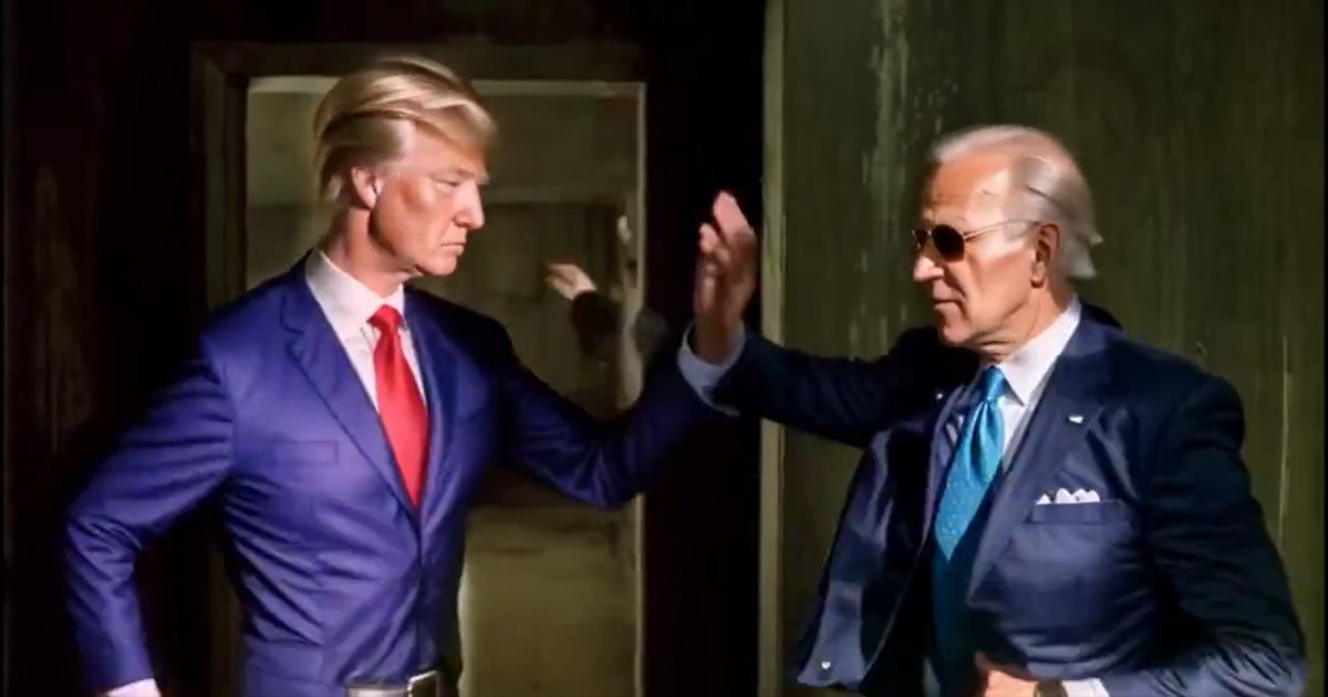 Former President Donald Trump fights President Joe Biden in a video created by artificial intelligence.