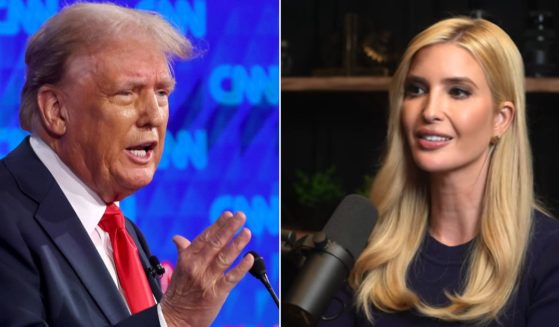 At left, Republican presidential candidate and former President Donald Trump speaks during the CNN presidential debate in Atlanta on Thursday. At right, his daughter, Ivanka Trump, speaks to podcaster Lex Fridman.
