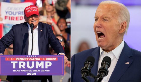The campaign for President Joe Biden, right, has paused ads following the assassination attempt on for President Donald Trump on Saturday.