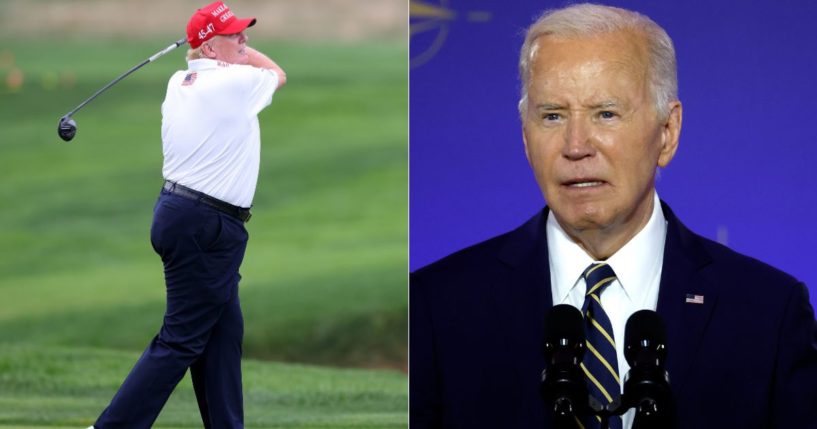 Despite the fact that President Joe Biden, right, has challenged former President Donald Trump, left, to a round of golf, Biden will not be participating in any contest.