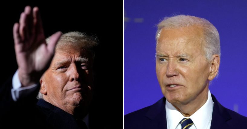 Former President Donald Trump, left, challenged President Joe Biden to take a cognitive test together.