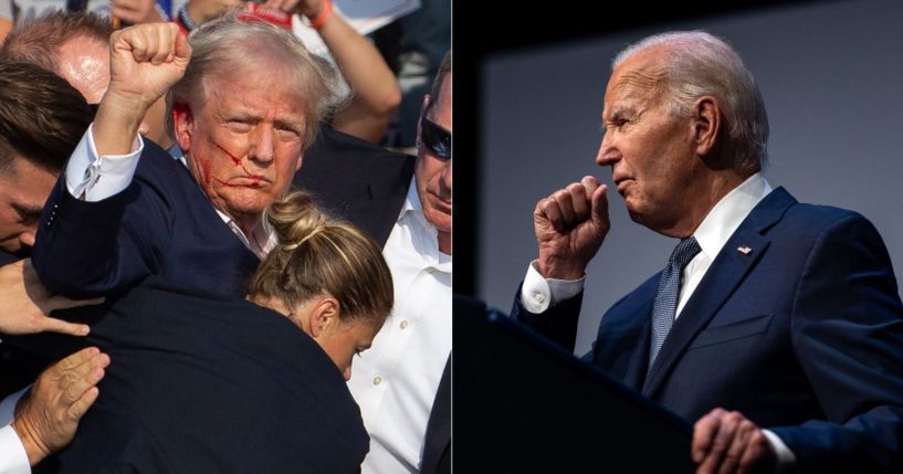 Democrats are beginning to see what the chances of President Joe Biden, right, are of defeating former President Donald Trump in November's election following a failed assassination attempt on Trump, left, on Saturday.