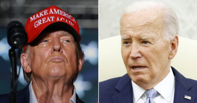 Quite a few Republican congressional representatives are blaming President Joe Biden, right, for Saturday's bloody assassination attempt on former President Donald Trump.