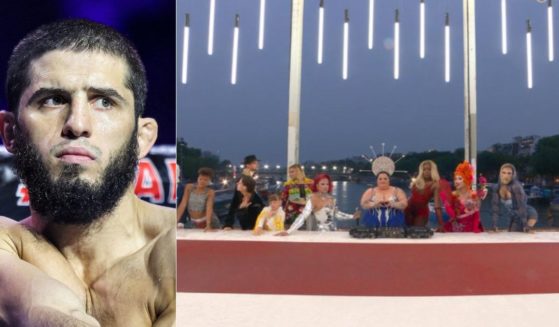 UFC Lightweight Champion Islam Makhachev, left, spoke out against the Paris Olympics Opening Ceremony, after an LGBT depiction of "The Last Supper" was performed.