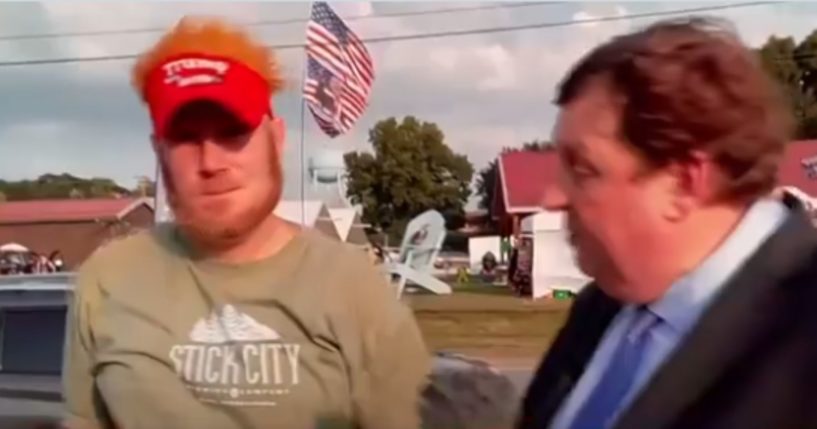 A man is interviewed about what he said he saw at the Trump rally on Saturday before shots rang out.