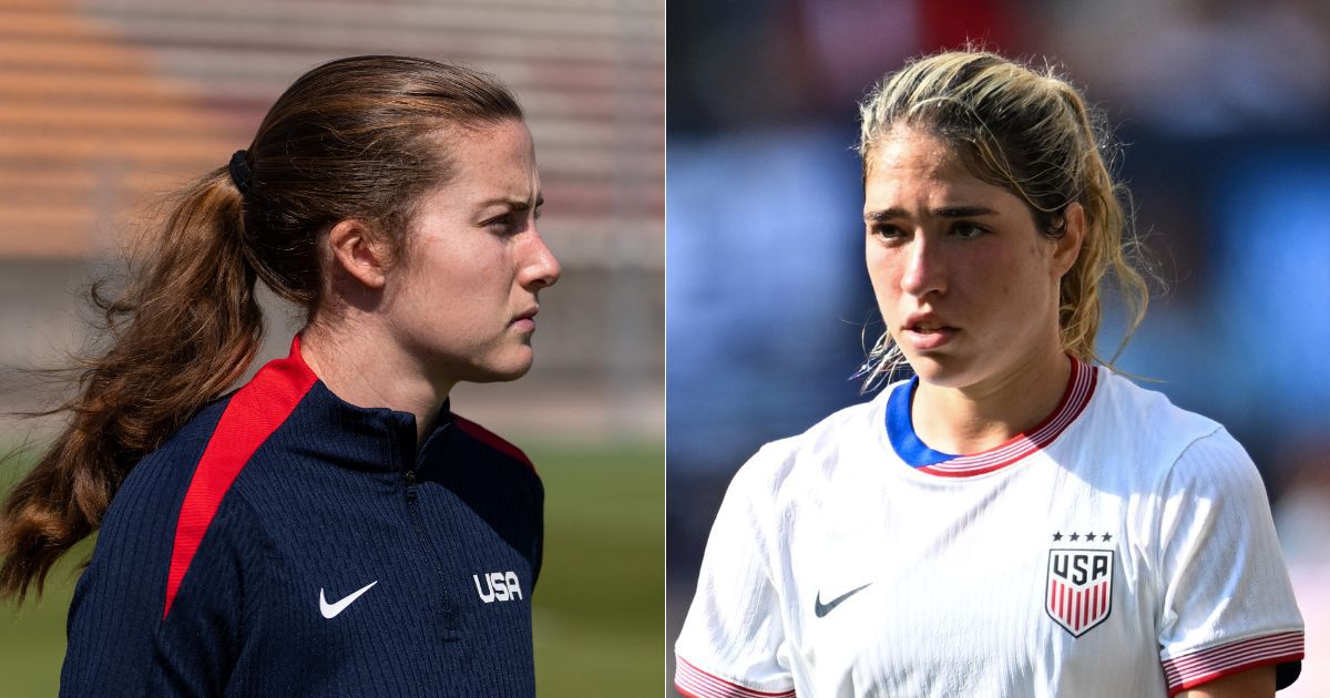 USA Women’s soccer player Korbin Albert, right, is facing backlash from fans and teammate Tierna Davidson, left, after making posts about her Christian faith, which went against the LGBT movement, online.