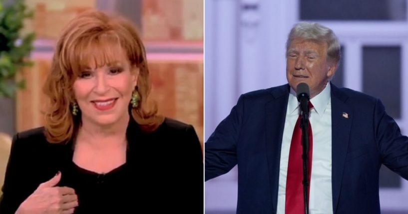 "The View" co-host Joy Behar on Friday's episode, left; former President Donald Trump, speaking at the Republican National Convention on Thursday, right.