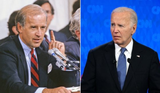 Then-Sen. Joe Biden, pictured in a 1991 file photo from the confirmation hearings for now-Supreme Court Justice Clarence Thomas; President Joe Biden, pictured on the debate state in Atlanta on June 27.
