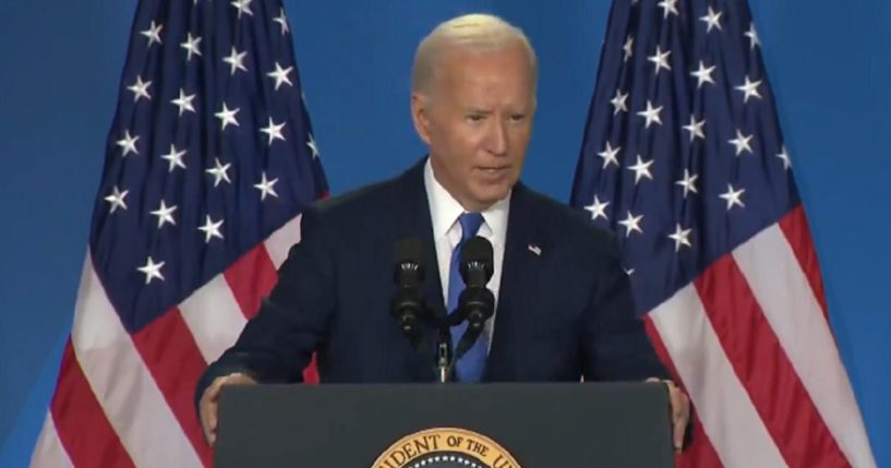 President Joe Biden addresses reporters at a news conference Thursday.