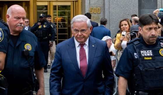 U.S. Sen. Bob Menendez (D-NJ) exits Manhattan federal court on July 16, 2024 in New York City.