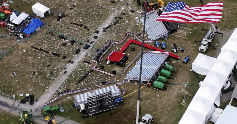 The Butler Farm Show, site of a campaign rally for former President Donald Trump, is seen Monday in Butler, Pennsylvania.