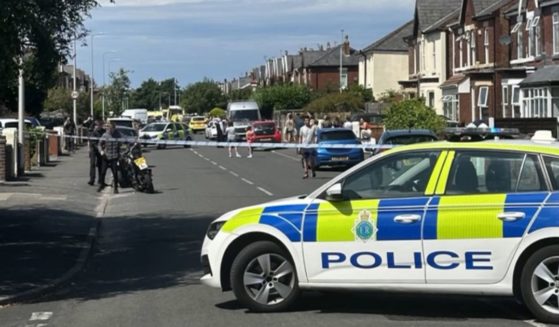 This YouTube screen shot shows the scene after police responded to a mass stabbing in Merseyside, UK, on July 29, 2024.