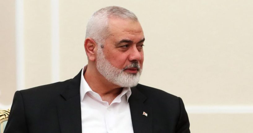 In this handout photo provided by the Iranian Presidency, Ismail Haniyeh, the political leader of Hamas, attends a meeting with Iranian President Masoud Pezeshkian, on July 30, 2024 in Tehran, Iran.