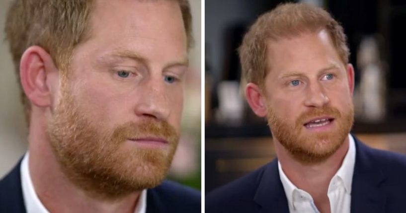 These X screen shots show clips of Prince Harry during an interview with ITV's Rebecca Barry, which she posted on July 24, 2024.