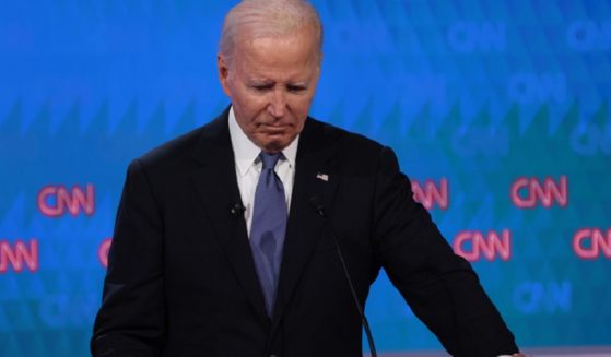 President Joe Biden bows his head during Thursday's debate against former President Donald Trump.