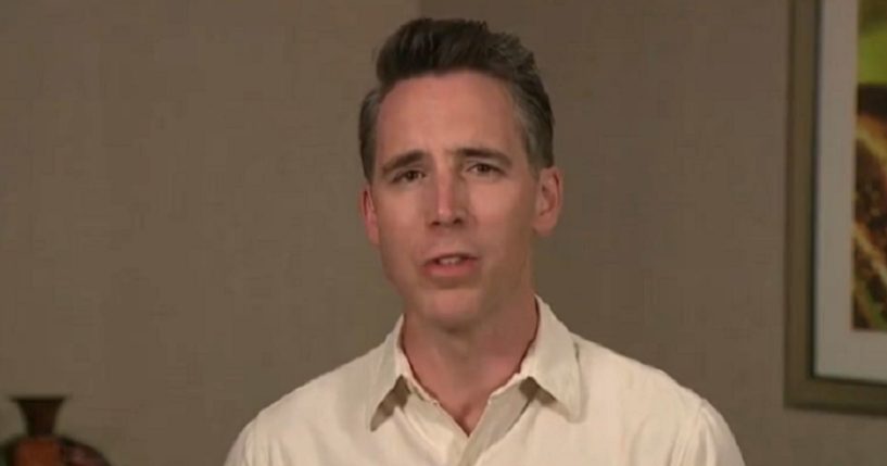 U.S. Sen. Josh Hawley of Missouri is interviewed by Fox News' Sean Hannity on Friday.