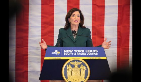 New York Gov. Kathy Hochul speaks during a press conference and signing of legislation creating a commission for the study of reparations in New York on December 19, 2023 in New York City.