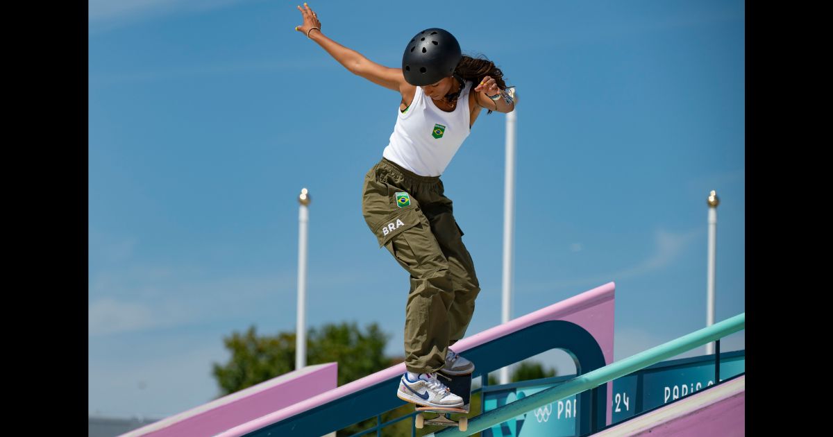 Rayssa Leal of Brazil competes during the Women's Street Prelims on day two of the Olympic Games Paris 2024 at Place de la Concorde in Paris, France, on July 28.