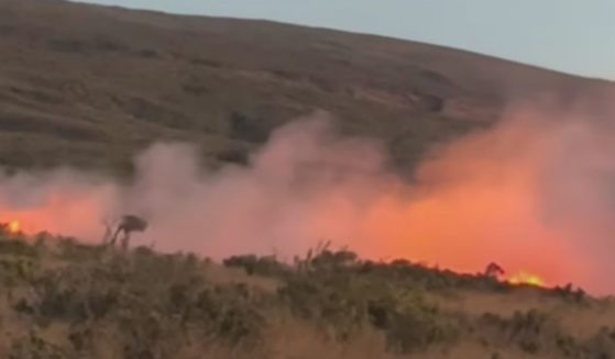 This YouTube screen shot shows a fire on Crater Road on the Hawaiian island of Maui on July 10, 2024.