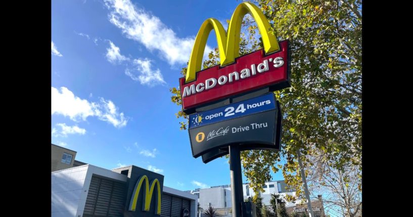 A McDonald's emblem adorns the front of one of their outlets in Sydney on July 4, 2024.