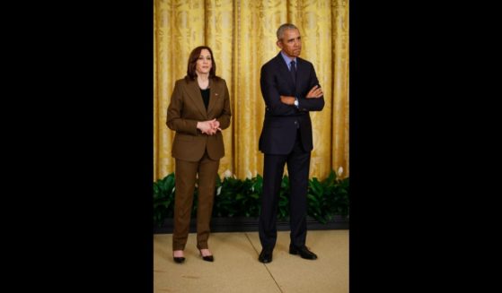 (L-R) Vice President Kamala Harris and former President Barack Obama attend an event to mark the 2010 passage of the Affordable Care Act in the East Room of the White House on April 5, 2022 in Washington, DC.