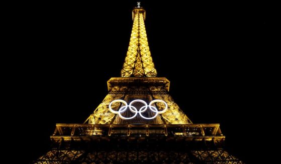 A general view of the Eiffel Tower ahead of the Paris 2024 Olympic Games on July 22, 2024 in Paris, France.