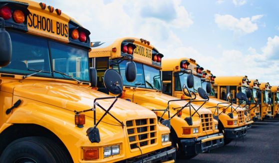 This Getty stock image shows a row of school buses.