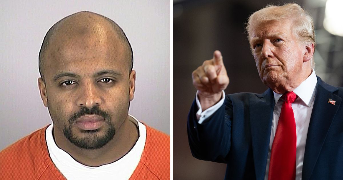 (L) French-born Moroccan Zacarias Moussaoui is pictured in this undated Sherburne County (MN) Sheriffs Office photo. (R) U.S. Republican Presidential nominee former President Donald Trump arrives to speak during a rally at Herb Brooks National Hockey Center on July 27, 2024 in St Cloud, Minnesota.