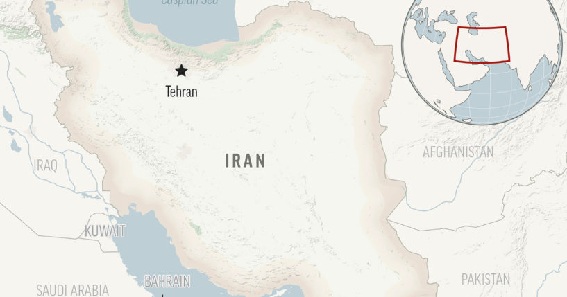 This is a locator map for Iran with its capital, Tehran.