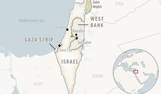 This is a locator map of Israel and the Palestinian Territories.