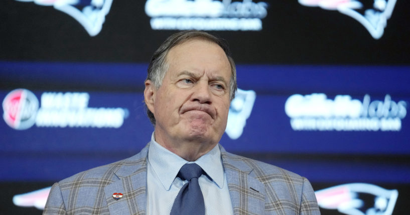 Former New England Patriots head coach Bill Belichick faces reporters during an NFL football news conference, January 11, 2024, in Foxborough, Massachusetts.