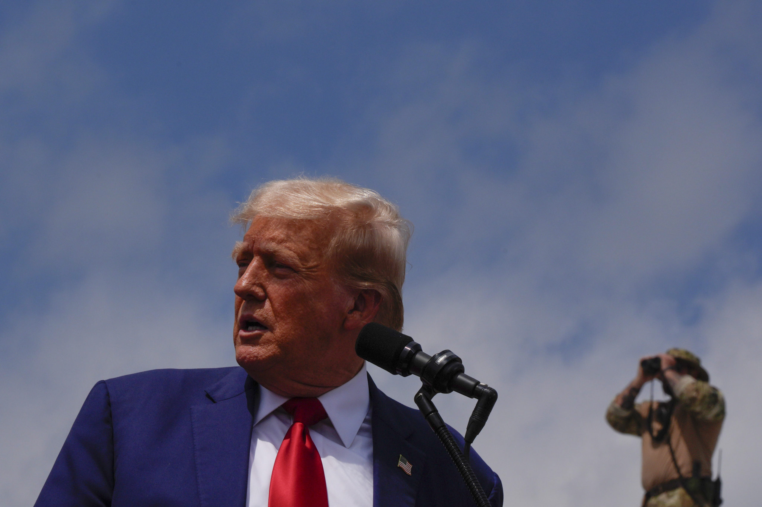 Republican presidential nominee former President Donald Trump speaks during a campaign rally at North Carolina Aviation Museum on Aug. 21 in Asheboro, North Carolina.