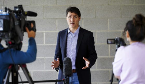 Prime Minister Justin Trudeau delivers a statement on the potential rail strike following an event in Gatineau, Quebec on Wednesday. (Sean Kilpatrick - The Canadian Press / AP)