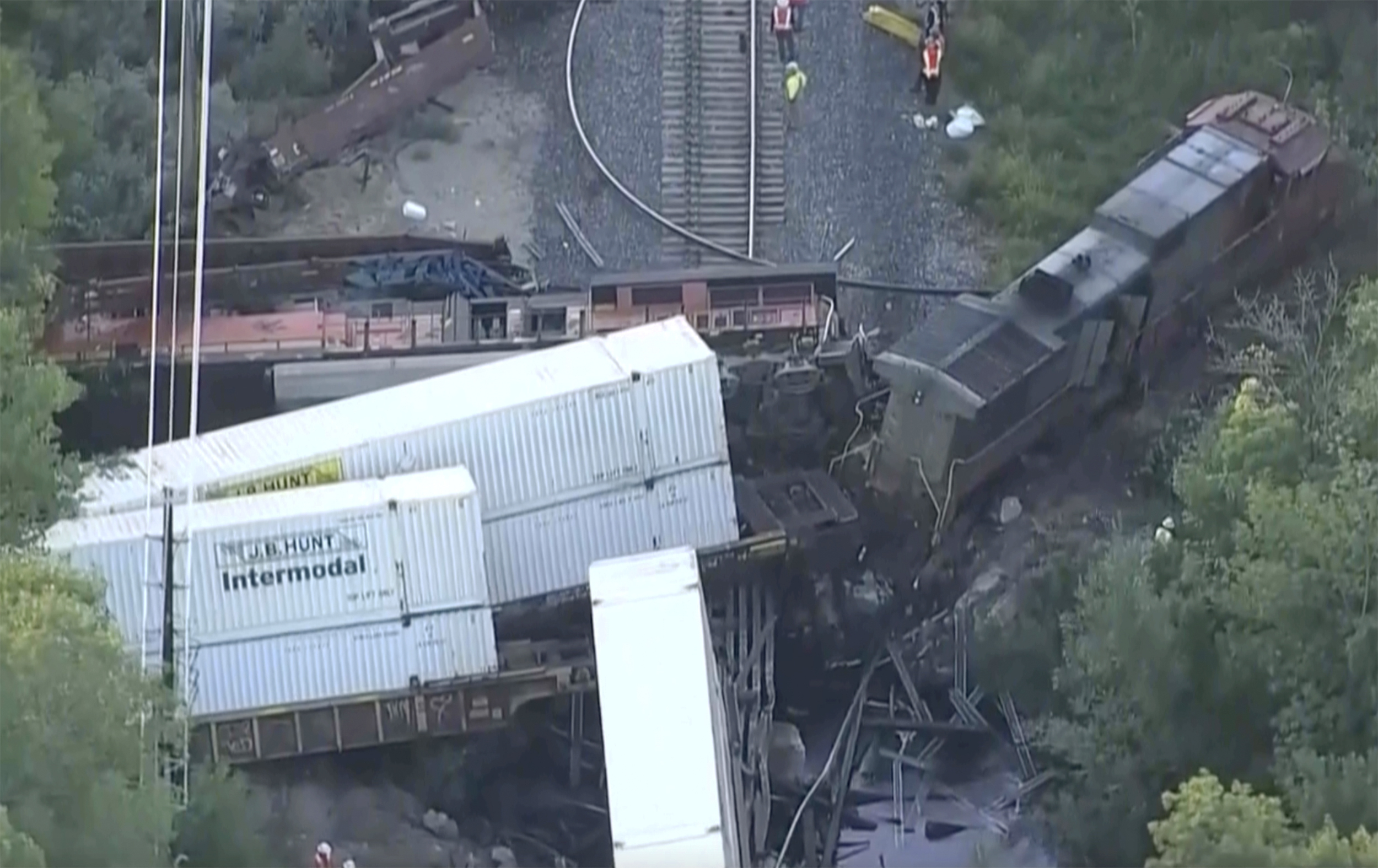 Investigators work the scene on Aug. 23, where two freight trains collided and derailed in Boulder, Colorado, on Aug. 23.