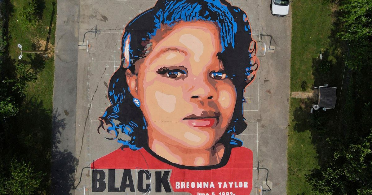 A mural depicting a portrait of Breonna Taylor is seen at Chambers Park in Annapolis, Maryland, on July 6, 2020.