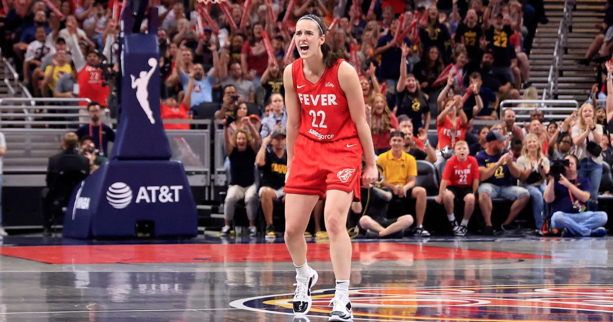 Caitlin Clark of the Indiana Fever reacts in the second half against the Phoenix Mercury in Indianapolis, Indiana, on Friday.